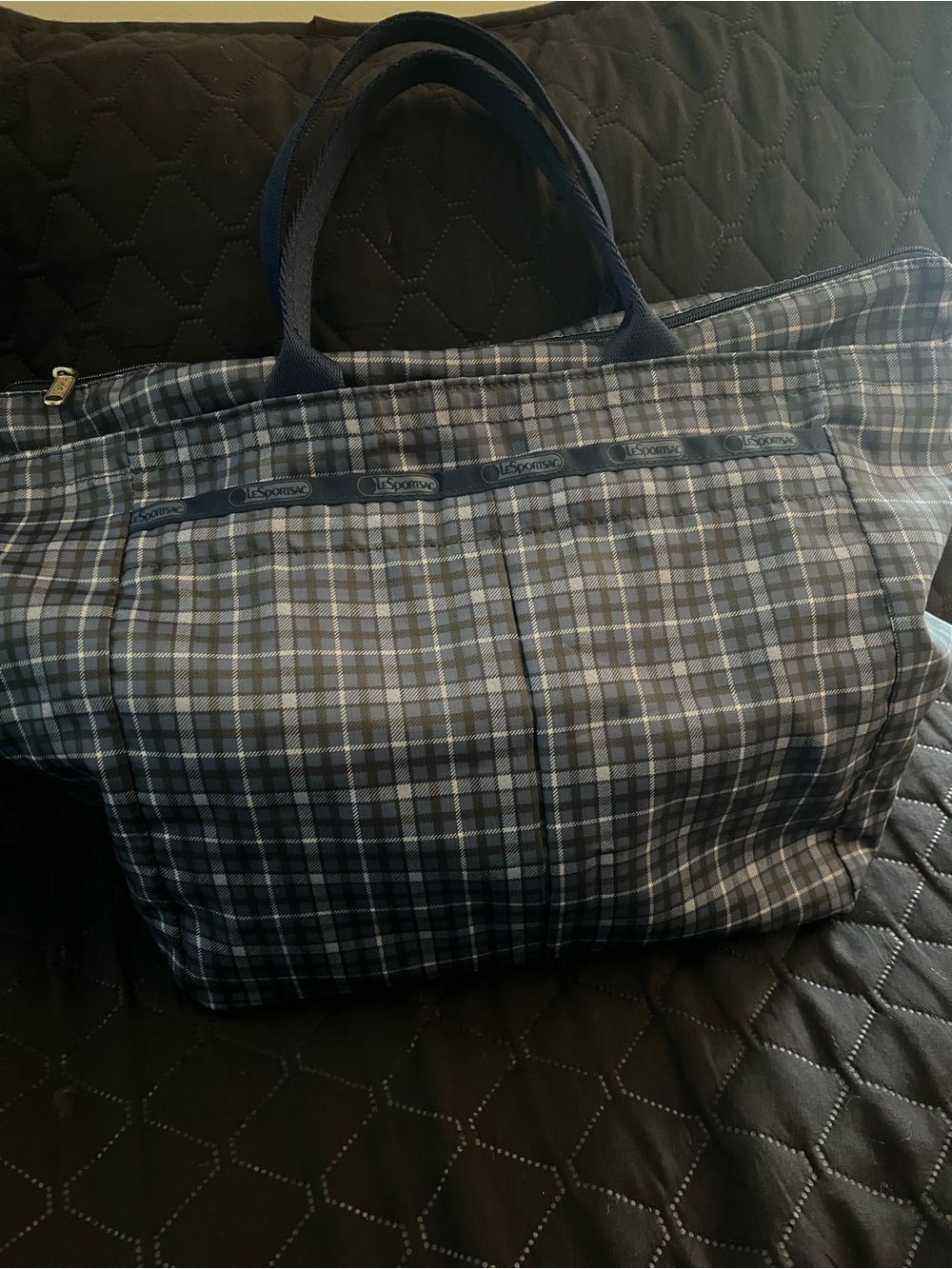 LeSportsac Vintage Plaid Print Nylon Tote Bag